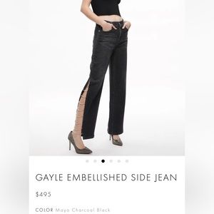 Alice + Olivia crystal embelished side jeans.